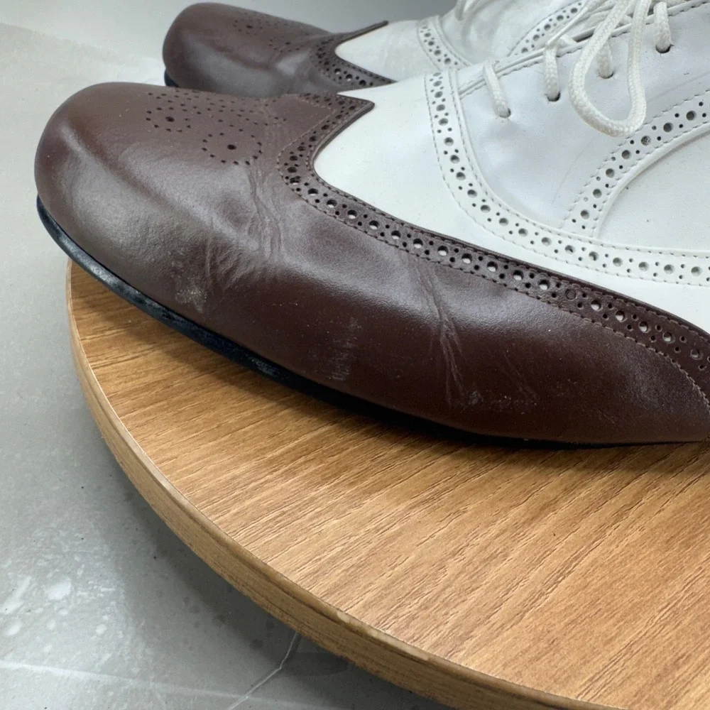 Aris Allen Mens Spectator Oxford Shoes 15 Brown White Wingtip Swing Dance